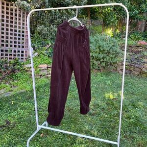 Khaki High-Waisted Corduroy Pants
